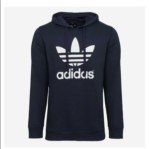 NWT Mens Adidas Navy Blue Trefoil Fleece Hoodie
